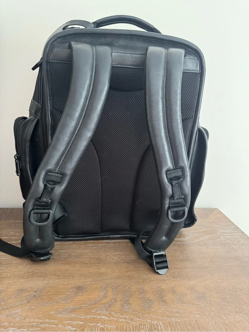 TUMI Black Leather Backpack